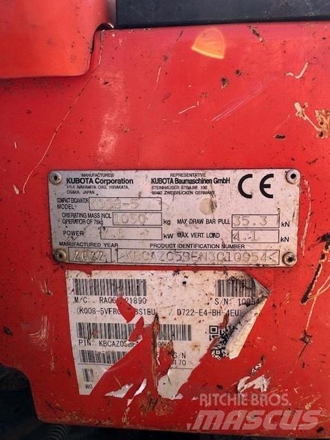 Kubota K 008-5 Мини екскаватори < 7 т