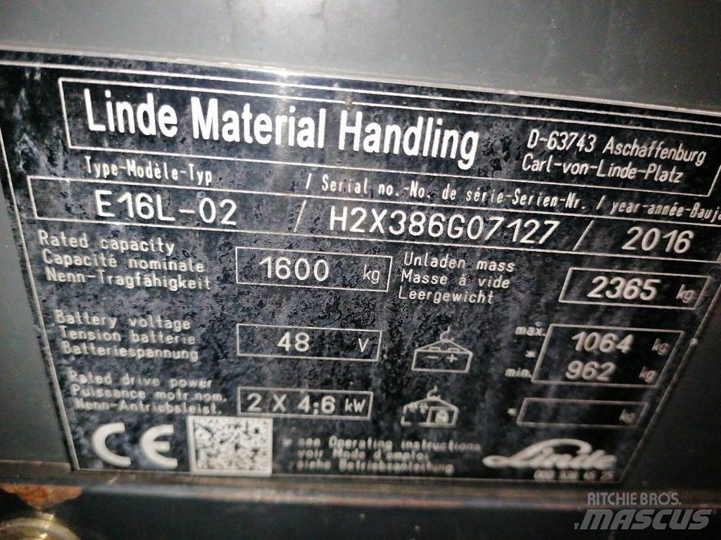 Linde E16L-02 Електрически вилични кари-повдигачи