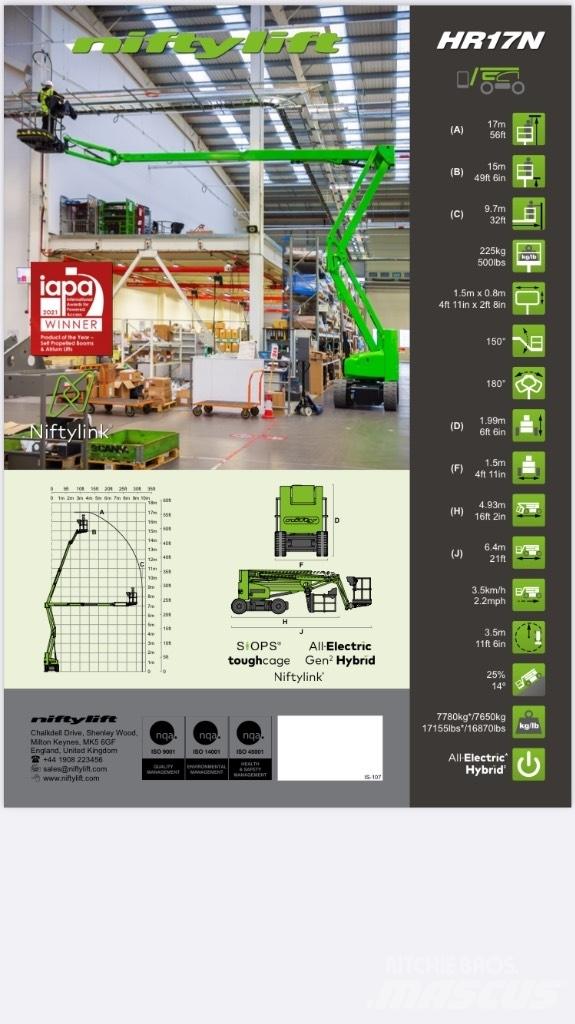 Niftylift HR 17NE Съчленени стрелови подемници