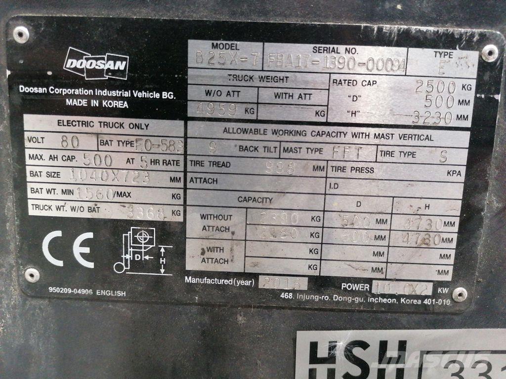 Doosan B25X-7 Електрически вилични кари-повдигачи