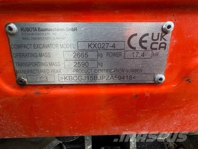 Kubota KX 027-4 Мини екскаватори < 7 т