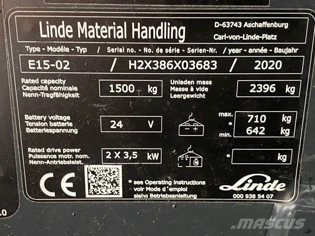 Linde E15-02 Електрически вилични кари-повдигачи