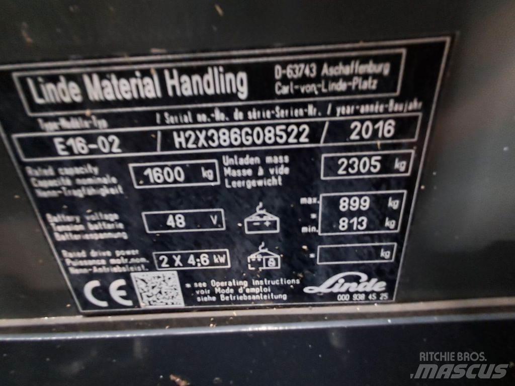 Linde E16-02 Електрически вилични кари-повдигачи