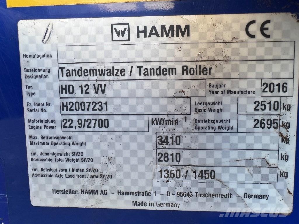 Hamm HD 12 VV Двойни барабанни ролки
