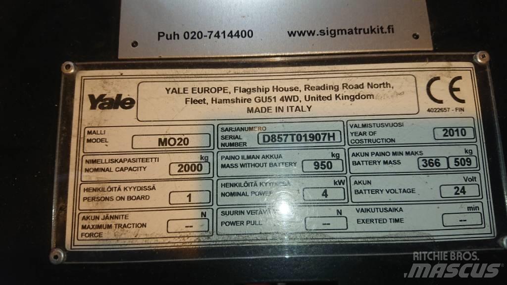 Yale MO20 Машини за комисиониране нископовдигачи