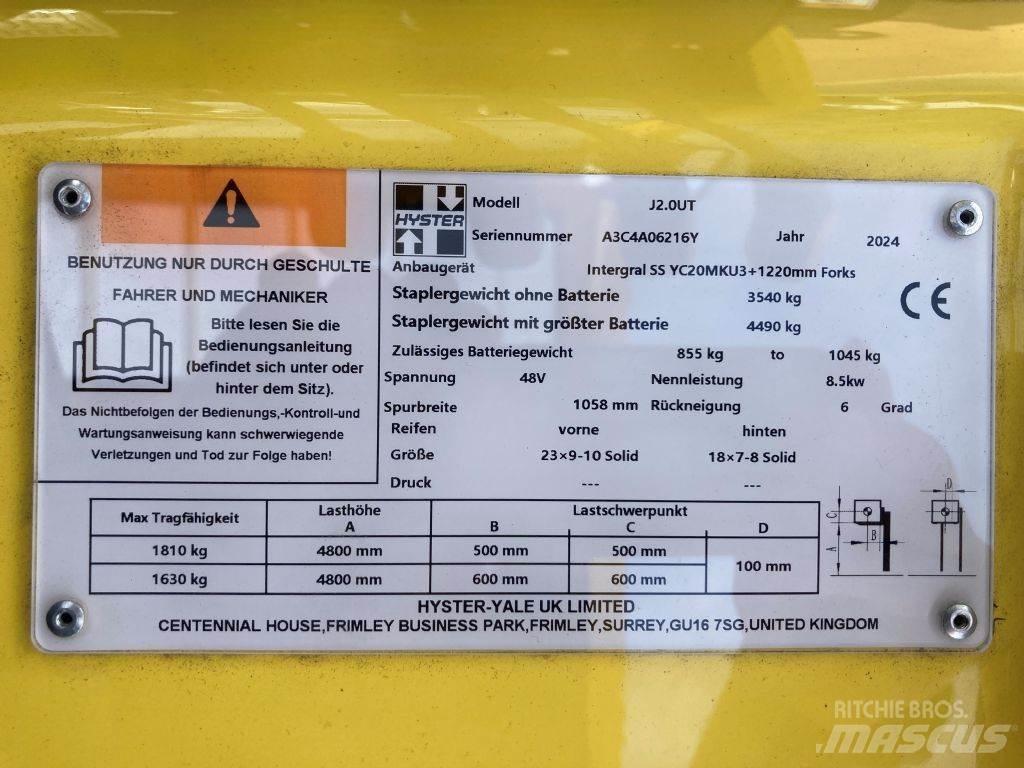 Hyster J 2.0 UT Електрически вилични кари-повдигачи