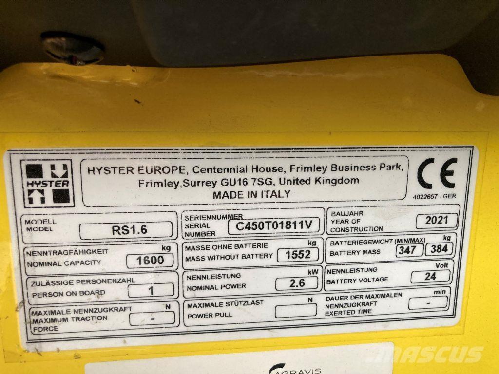 Hyster RS 1.6 IL Самоходни товарачи