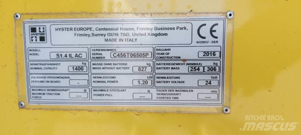 Hyster S 1.4 IL Колички високоповдигачи с теглич