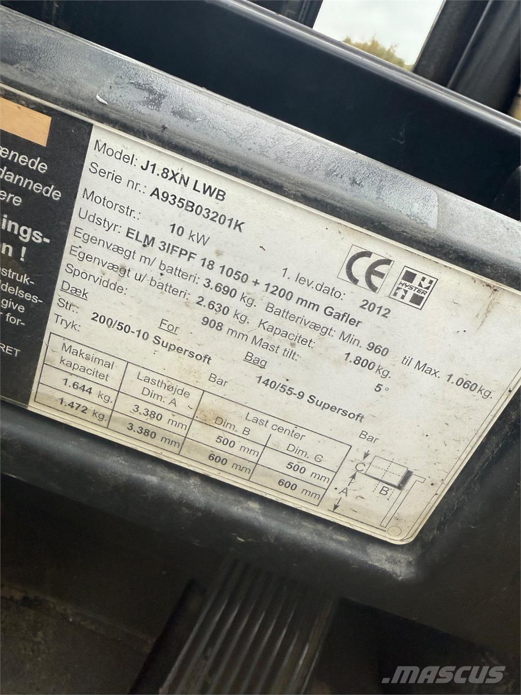 Hyster J1.8XN Електрически вилични кари-повдигачи