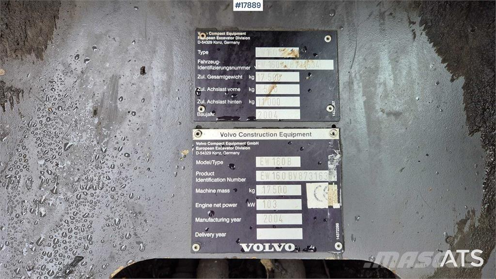 Volvo EW160B Колесни екскаватори