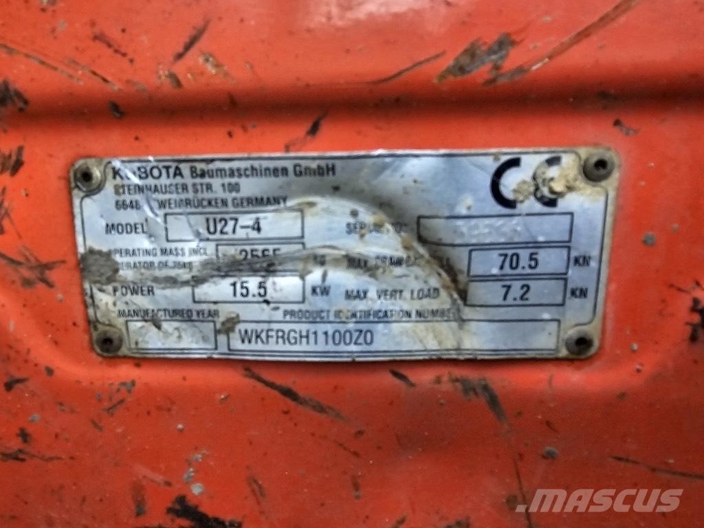 Kubota U 27-4 Мини екскаватори < 7 т