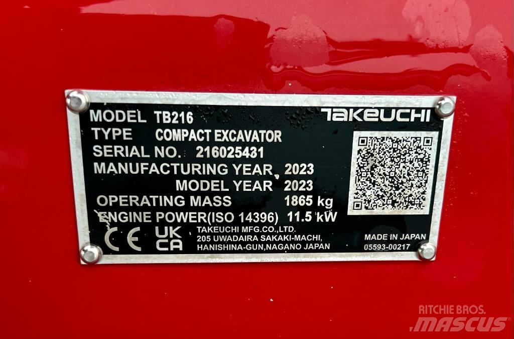 Takeuchi TB 216A V4 Мини екскаватори < 7 т