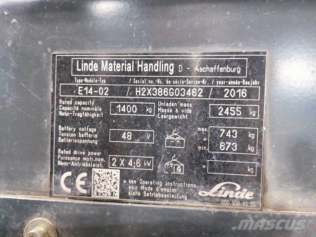 Linde E14-02 Електрически вилични кари-повдигачи