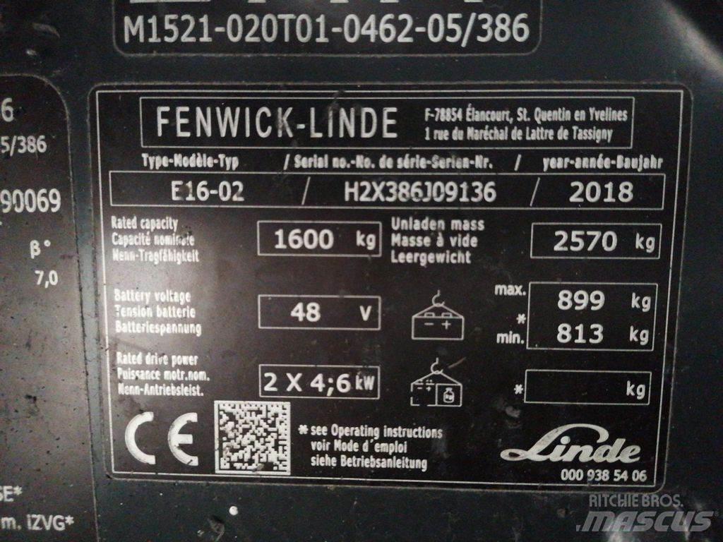 Linde E16-02 Електрически вилични кари-повдигачи