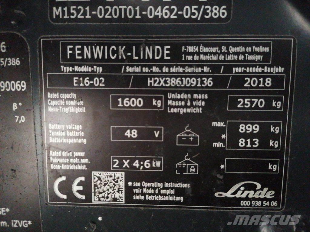 Linde E16-02 Електрически вилични кари-повдигачи