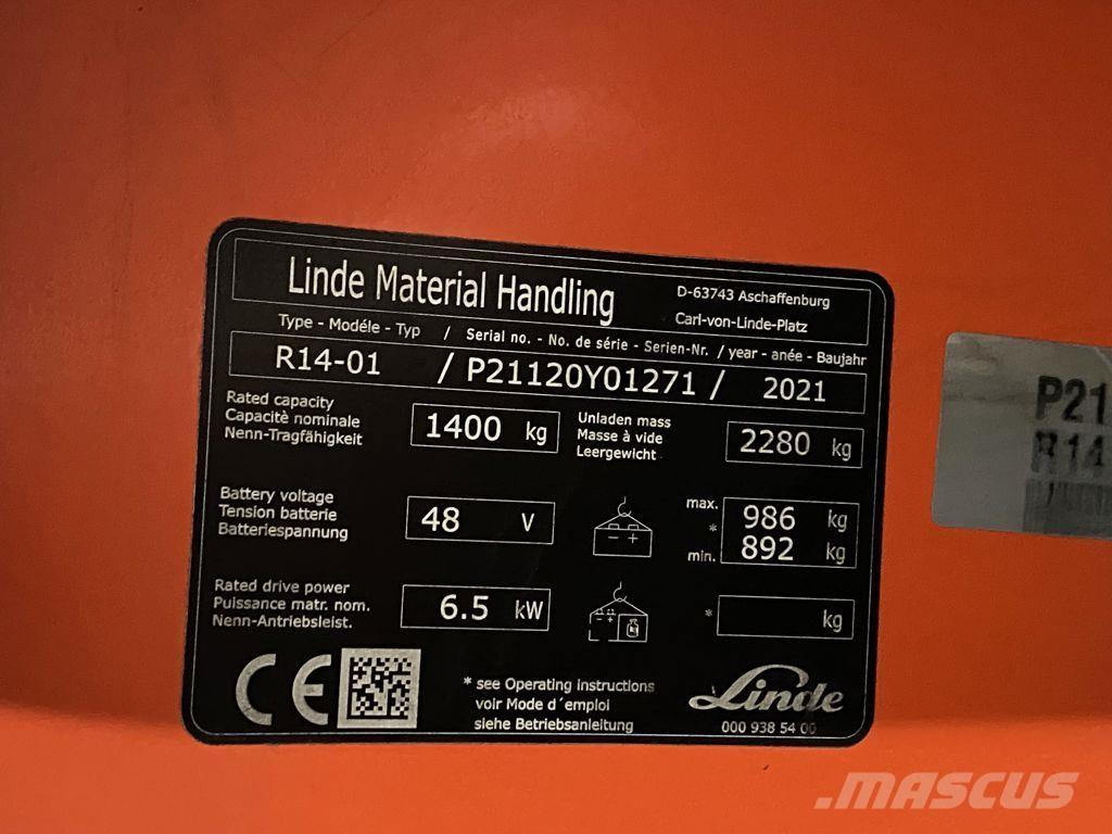Linde R14-01 Ретрак/ Високоповдигач с изместване на вилката напред