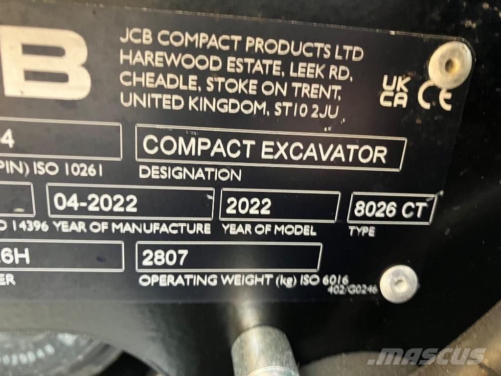 JCB 8026 CTS Мини екскаватори < 7 т