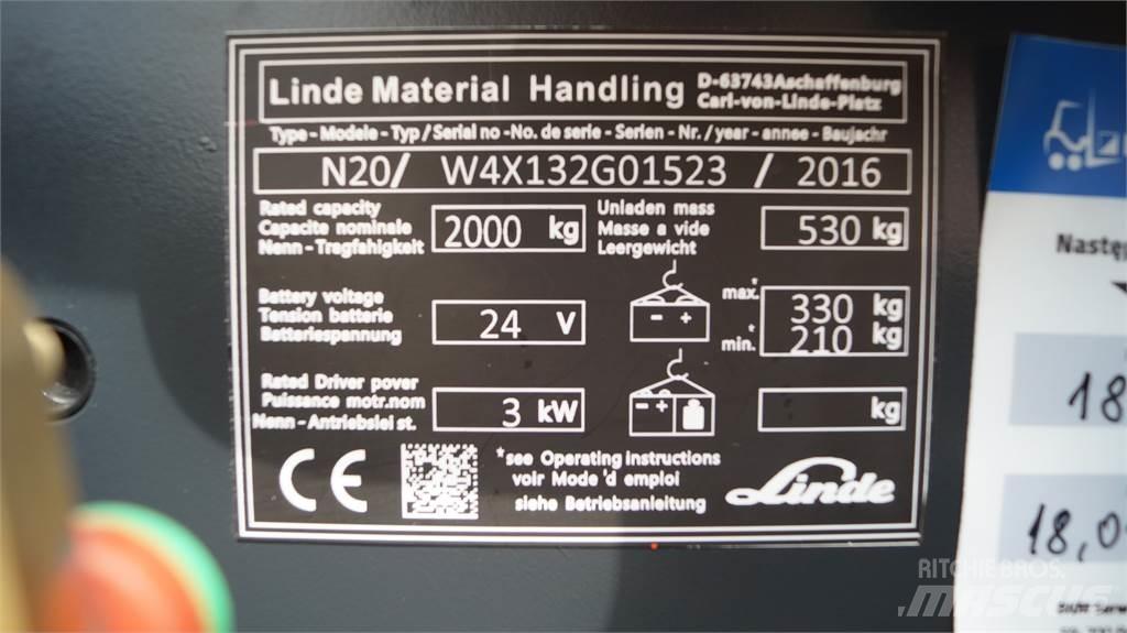 Linde N20 kurz Машини за комисиониране нископовдигачи