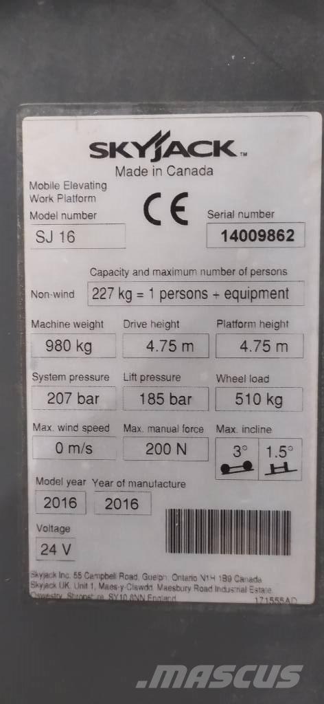 SkyJack SJ 16 Вертикални мачтови повдигачи
