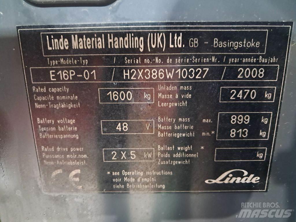 Linde E16P-01 Електрически вилични кари-повдигачи