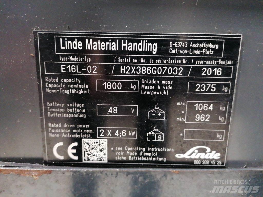 Linde E16L-02 Електрически вилични кари-повдигачи