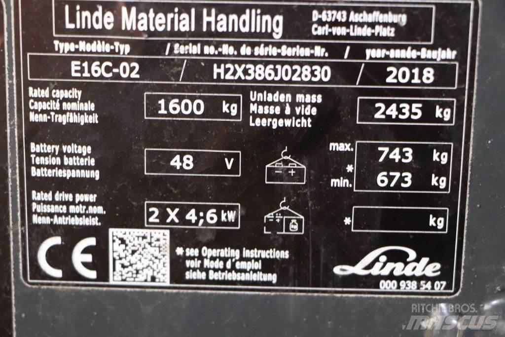 Linde E16C-02 Електрически вилични кари-повдигачи
