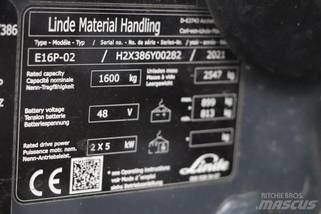 Linde E16P-02 Електрически вилични кари-повдигачи