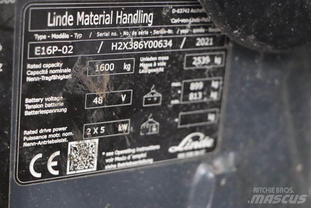 Linde E16P-02 Електрически вилични кари-повдигачи