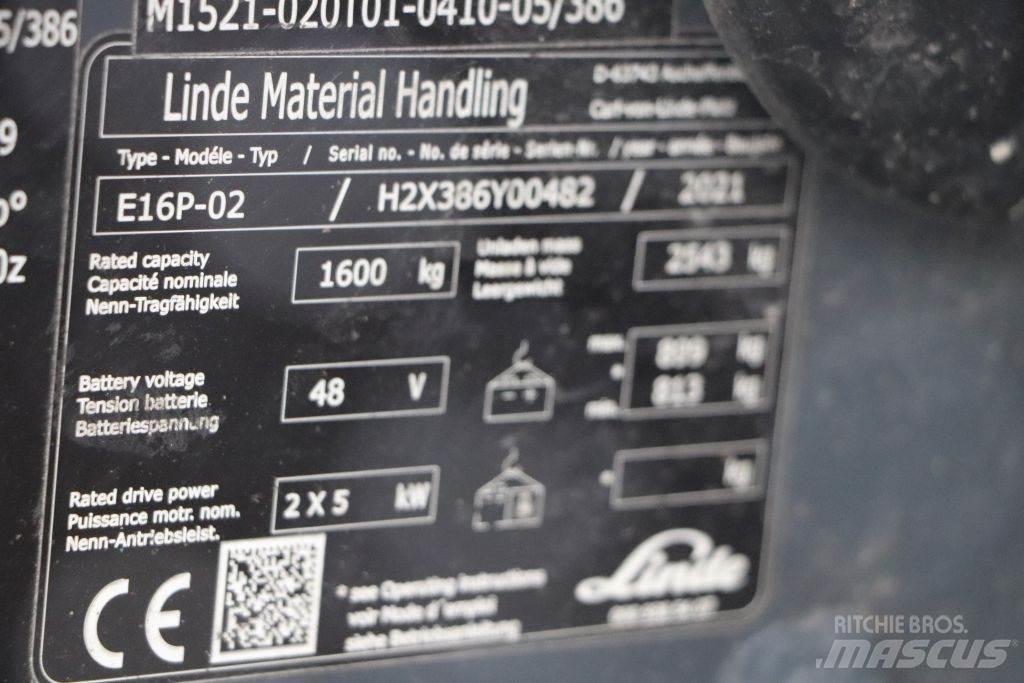 Linde E16P-02 Електрически вилични кари-повдигачи