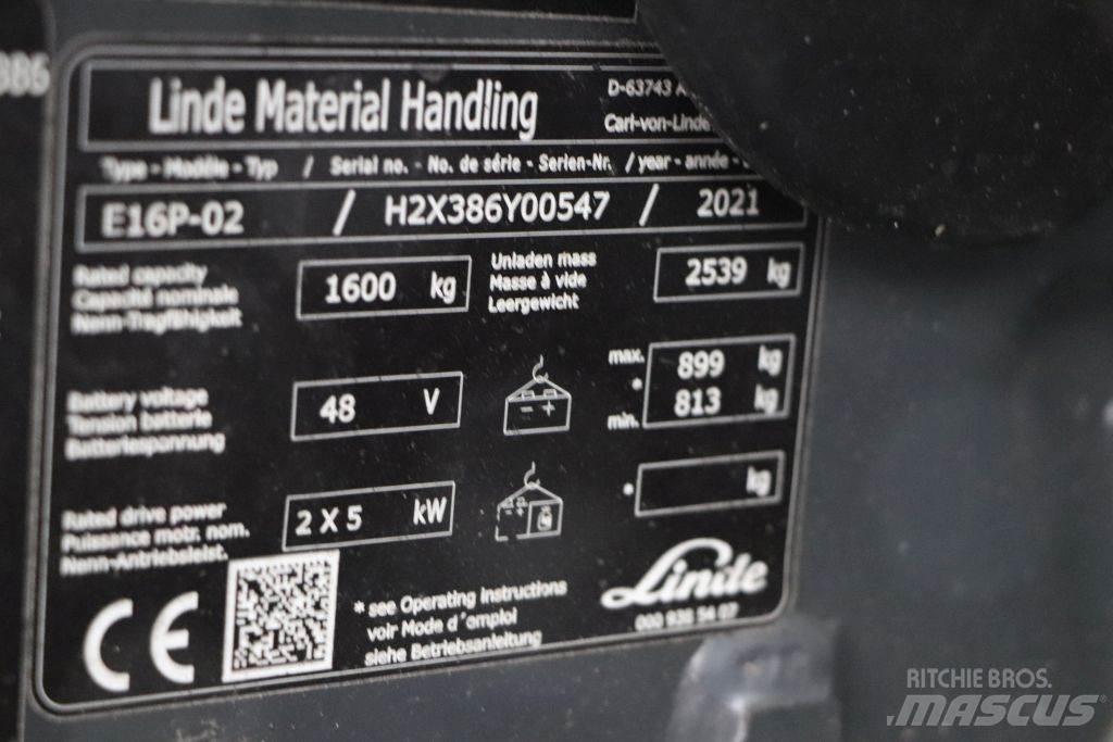 Linde E16P-02 Електрически вилични кари-повдигачи