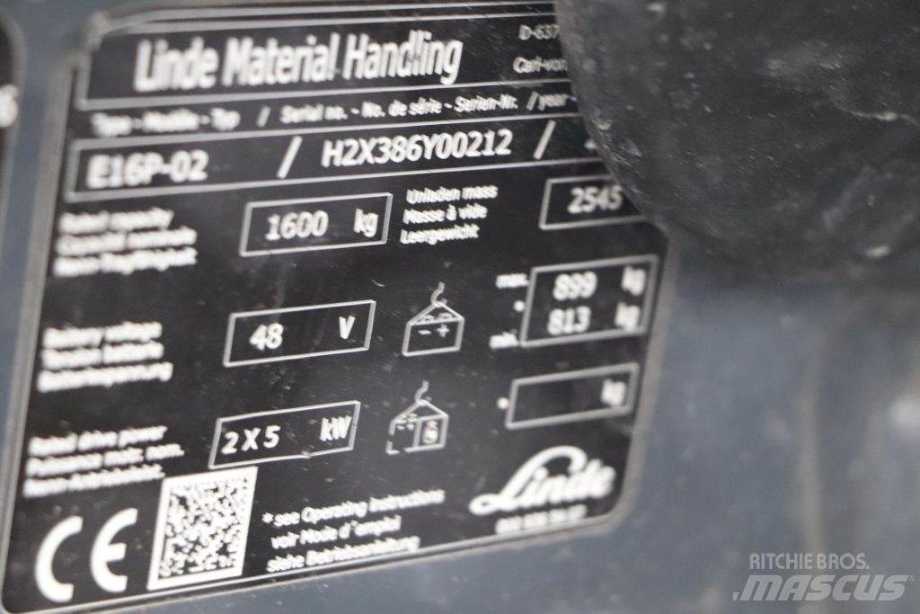 Linde E16P-02 Електрически вилични кари-повдигачи