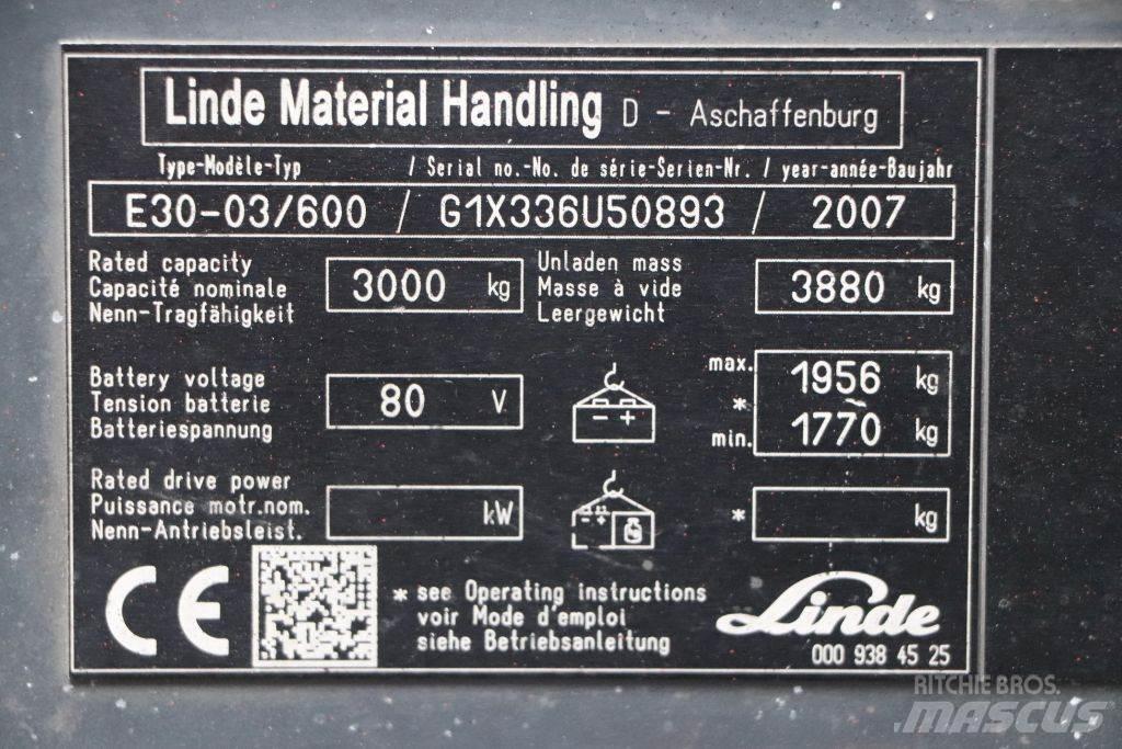 Linde E30S-03/600 Електрически вилични кари-повдигачи