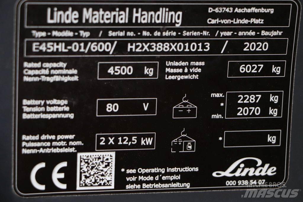 Linde E45HL-01/600 Електрически вилични кари-повдигачи