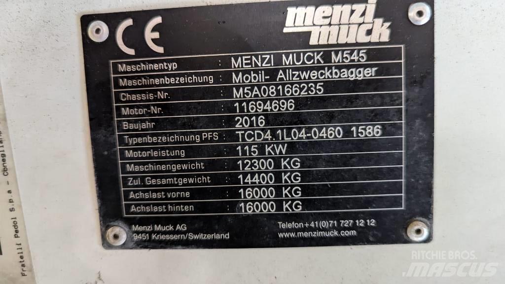 Menzi Muck M545 Колесни екскаватори