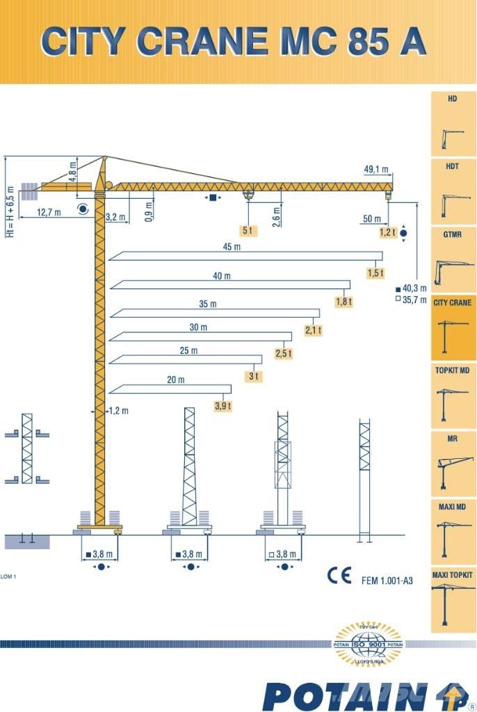Potain SP85A Мачтови кранове