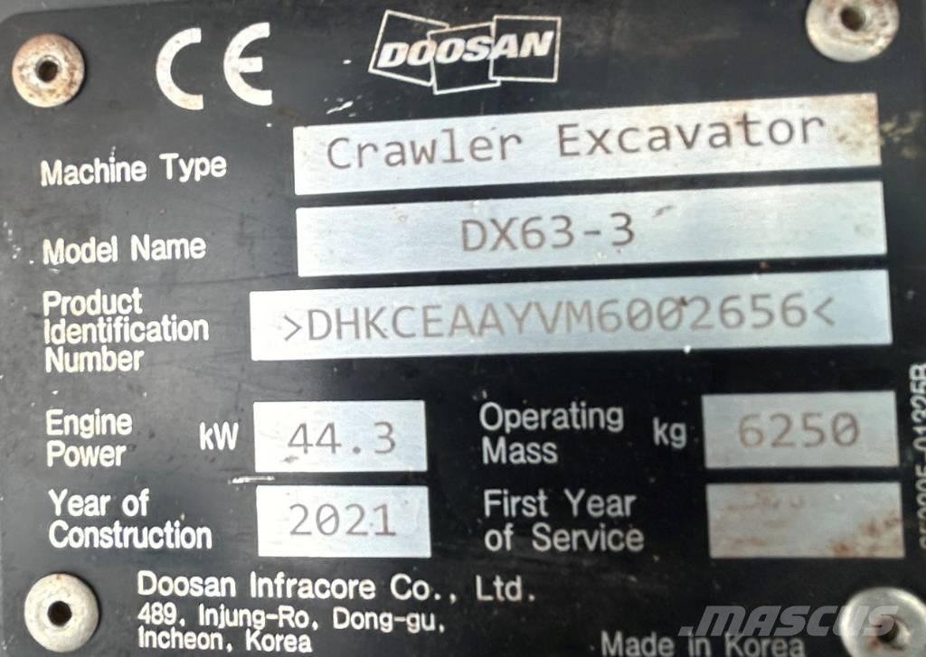 Doosan DX63-3 Верижен екскаватор