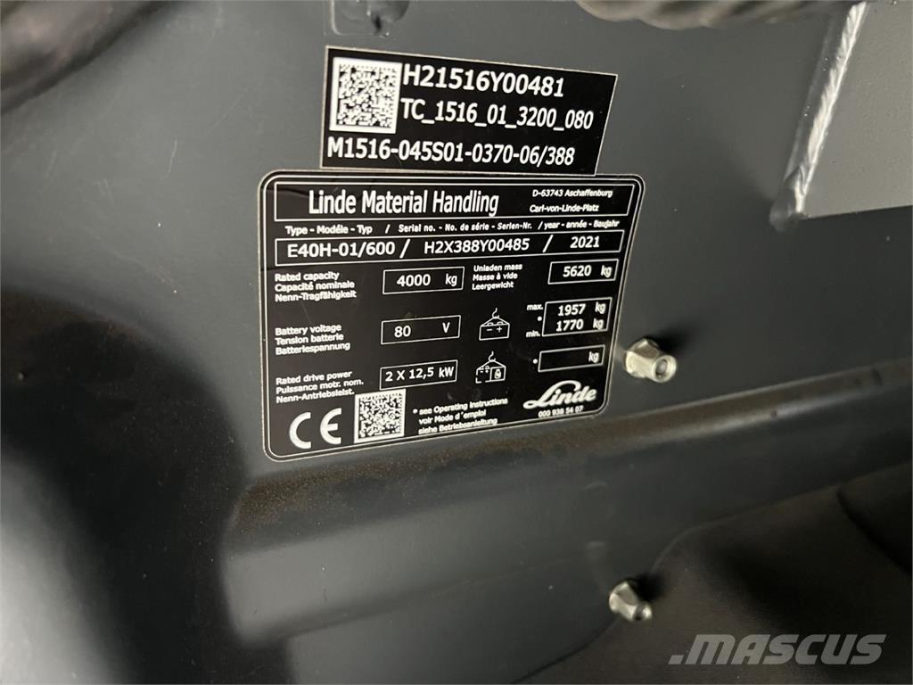 Linde E 40H-01 / 600 Електрически вилични кари-повдигачи