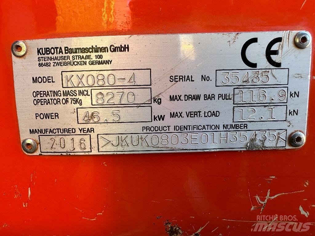 Kubota KX 080-4 Мини екскаватори < 7 т