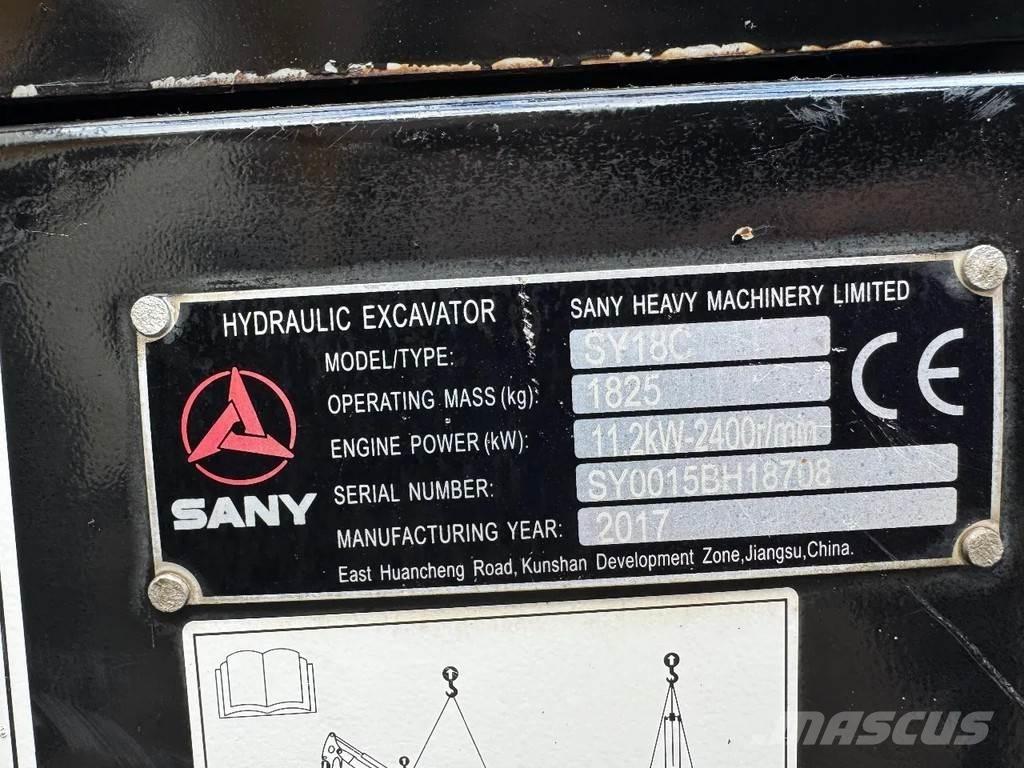 Sany SY18C Мини екскаватори < 7 т