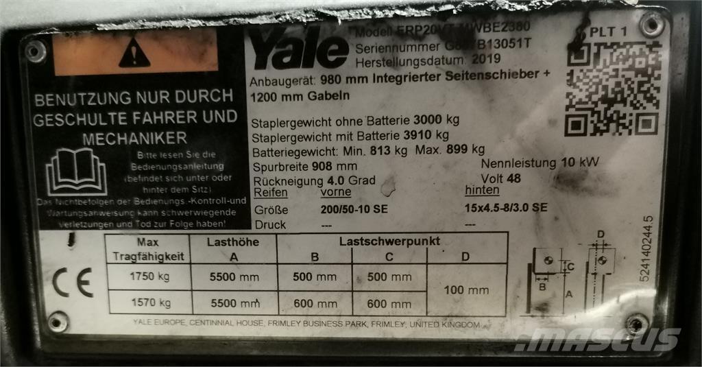 Yale ERP20VT MWB Електрически вилични кари-повдигачи