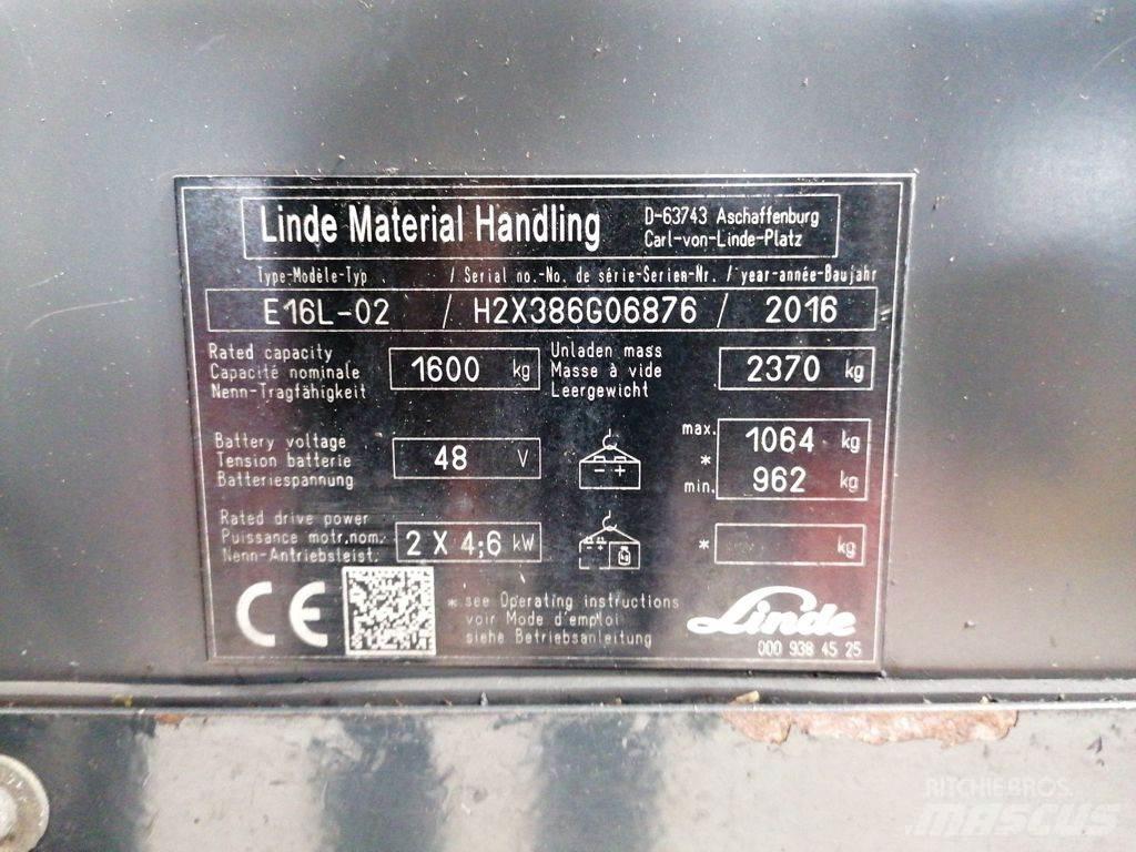 Linde E16L-02 Електрически вилични кари-повдигачи