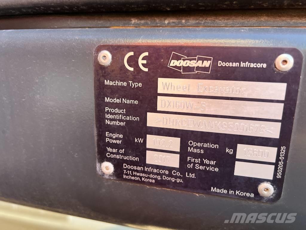 Doosan DX160W-5 Колесни екскаватори