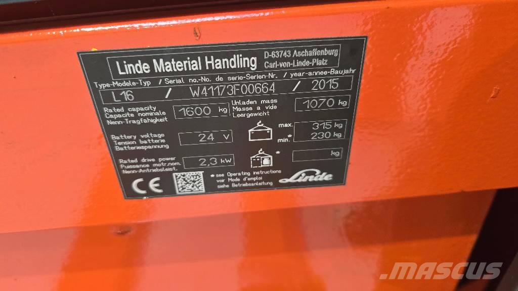 Linde L 16 Колички високоповдигачи с теглич