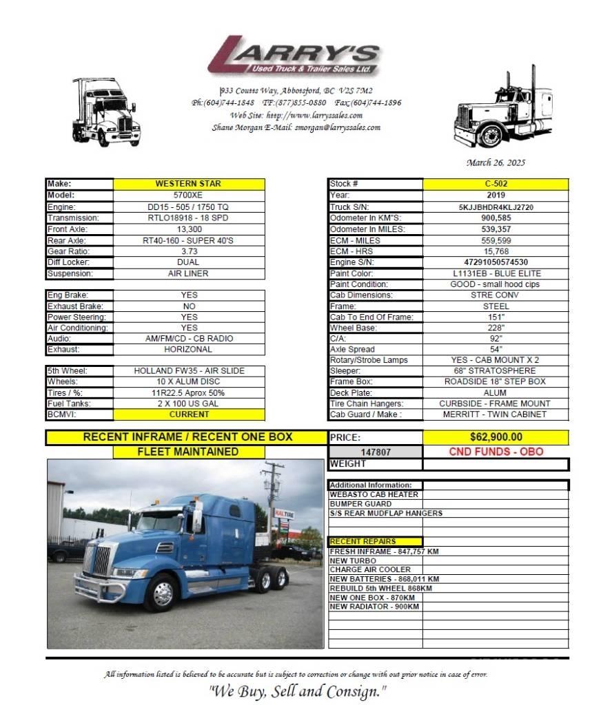 Western Star 5700 XE Влекачи