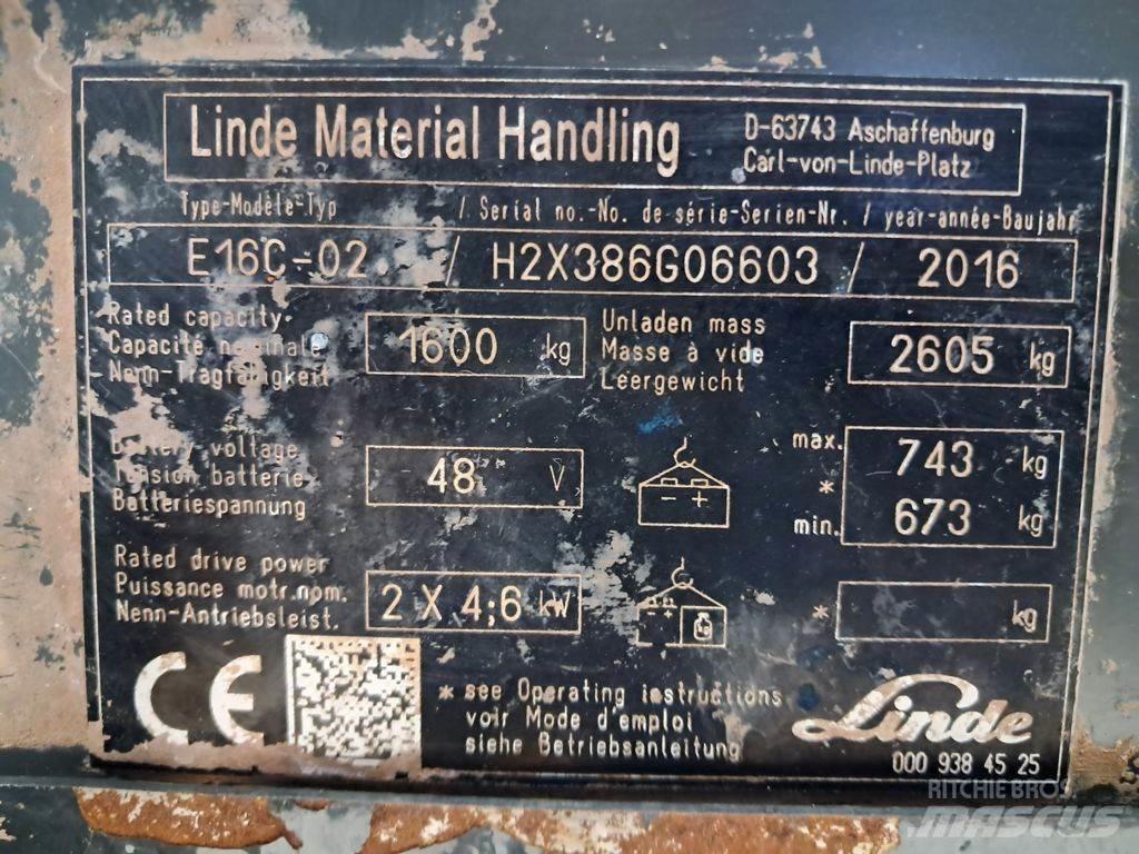 Linde E16C-03 Електрически вилични кари-повдигачи