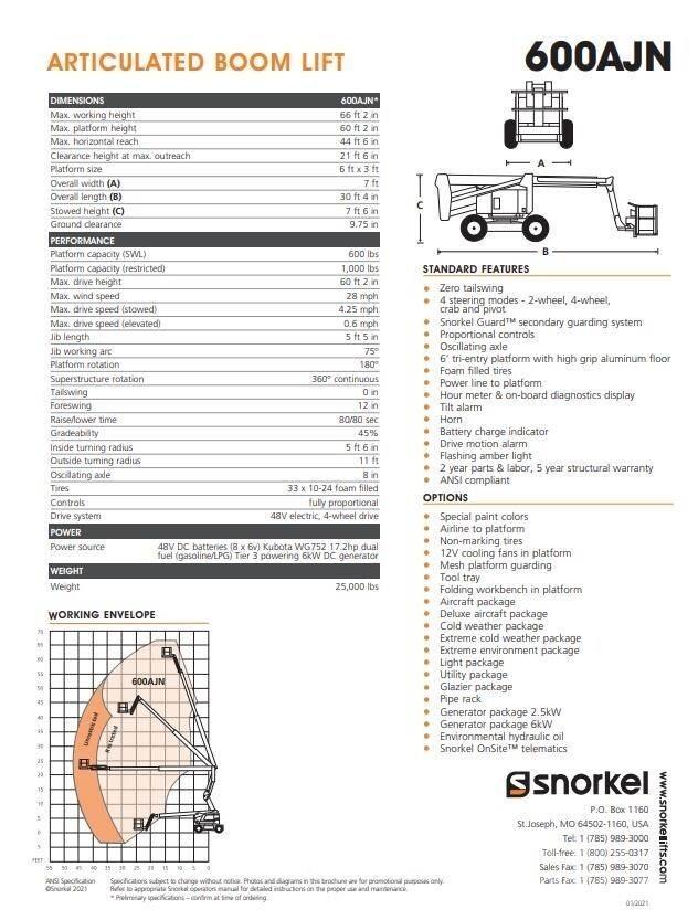 Snorkel 600AJN Съчленени стрелови подемници