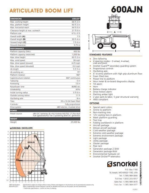 Snorkel 600AJN Съчленени стрелови подемници