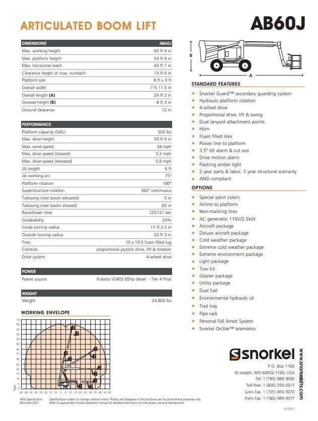 Snorkel AB60J Съчленени стрелови подемници