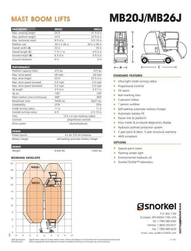 Snorkel MB26J Вертикални мачтови повдигачи

