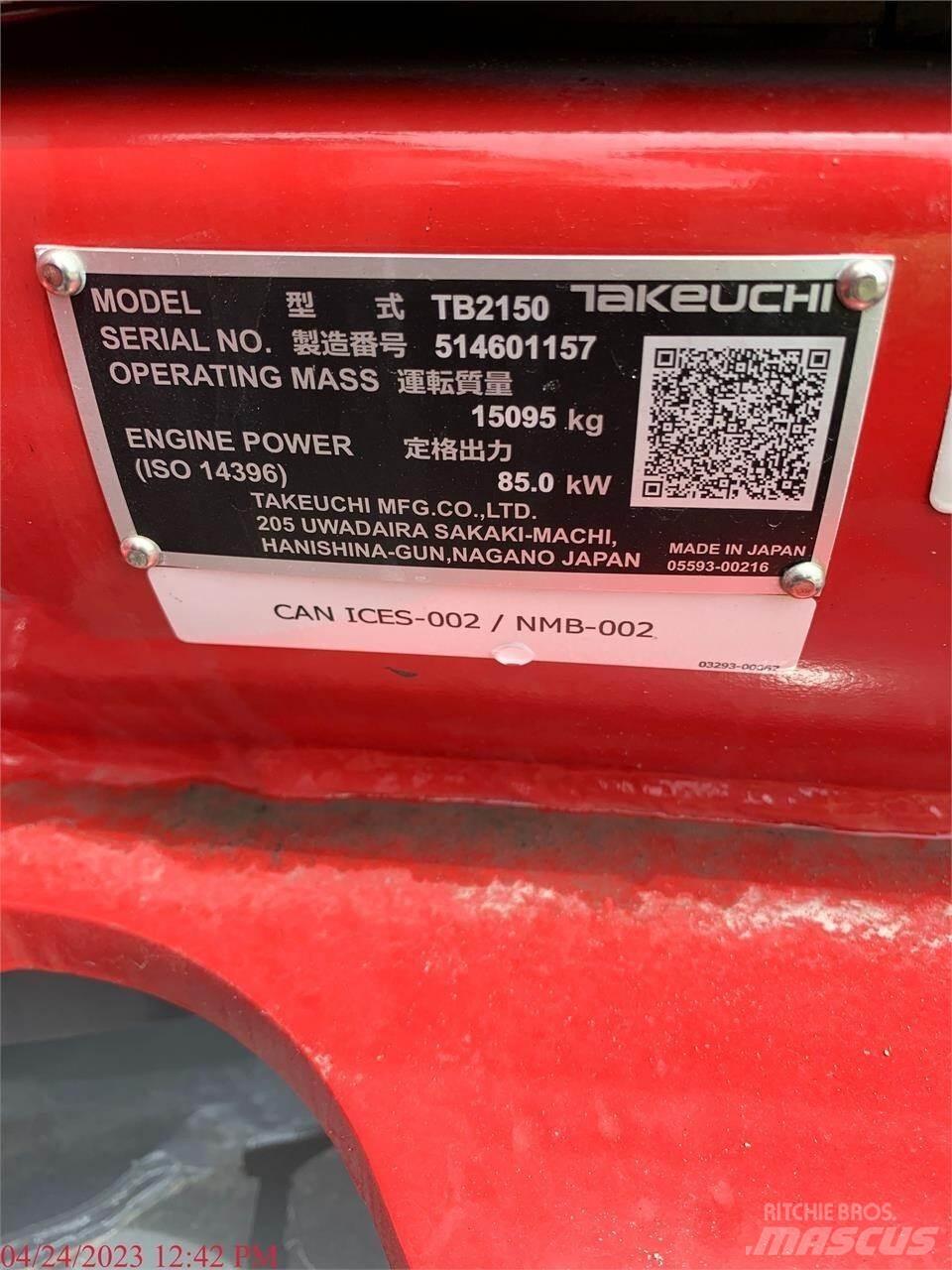 Takeuchi TB2150 Верижен екскаватор